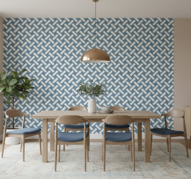 Papel tapiz comedor patrón cuadrado azul geométrico - TenVinilo
