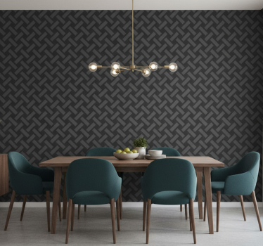 Papel tapiz comedor patrón cuadrado negro geométrico - TenVinilo