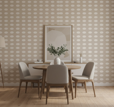 Papel tapiz comedor patrón de círculos blancos geométricos - TenVinilo