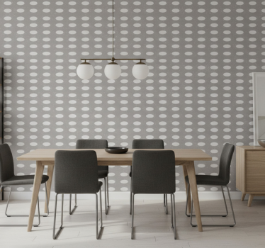Papel tapiz comedor patrón de círculos grises geométricos - TenVinilo