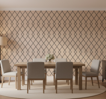Papel tapiz comedor patrón diamante beige geométrico - TenVinilo