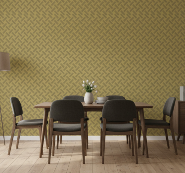 Papel tapiz comedor patrón geométrico amarillo cuadrado - TenVinilo