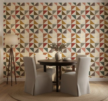 Papel tapiz comedor patrón geométrico de triángulos - TenVinilo