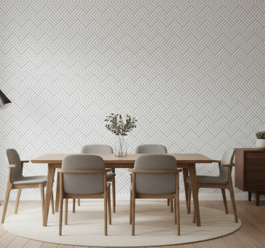 Papel tapiz comedor patrón triángulos blancos - TenVinilo
