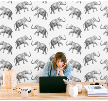 Papel tapiz elefantes repetición de elefante - TenVinilo