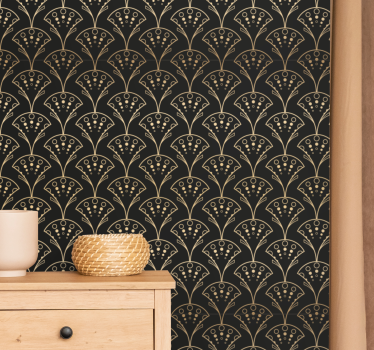 Papel tapiz moderno elegantes formas doradas - TenVinilo