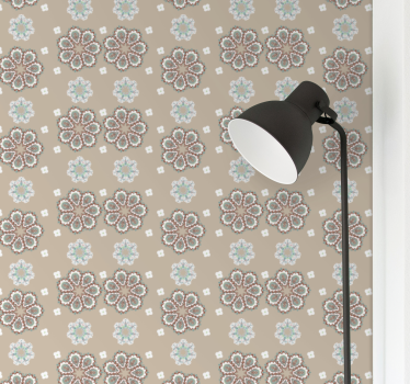 Papel tapiz flores elegante motivo beige - TenVinilo