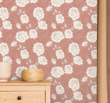 Papel tapiz flores patrón de pétalos de rosa - TenVinilo