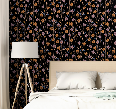 Papel tapiz floral patrón de tallo de flor - TenVinilo