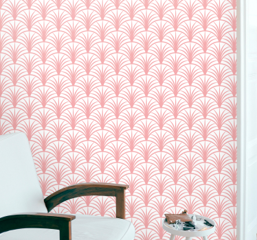 Papel tapiz moderno patrones de abanicos rosas - TenVinilo