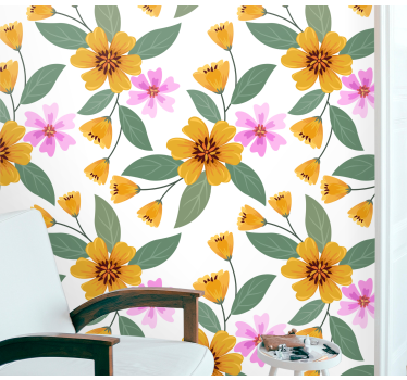 Papel tapiz flores abundancia floral - TenVinilo