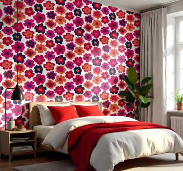 Papel tapiz flores amapola roja - TenVinilo