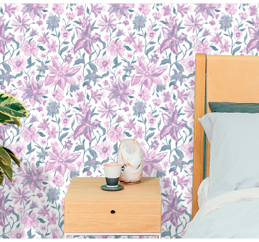 Papel tapiz flores ambiente floral en el dormitorio - TenVinilo