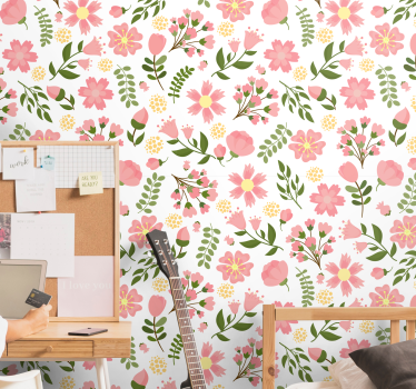 Papel tapiz flores armonía floral - TenVinilo