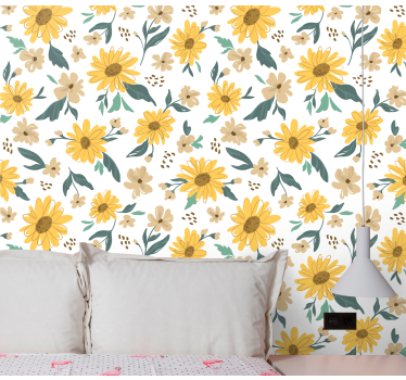 Papel tapiz flores arreglo floral - TenVinilo
