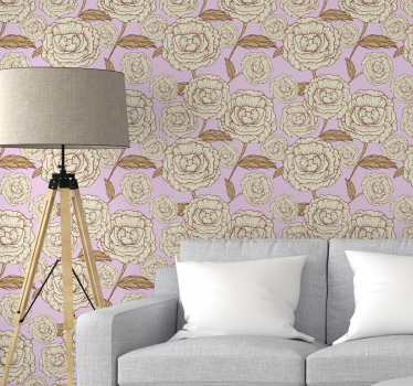 Papel tapiz flores arreglo vintage - TenVinilo