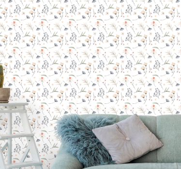 Papel tapiz flores delicado arreglo floral - TenVinilo
