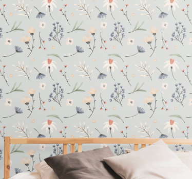 Papel tapiz flores delicado diseño de primavera - TenVinilo