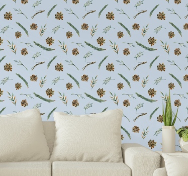 Papel tapiz flores estampado botánico suave - TenVinilo