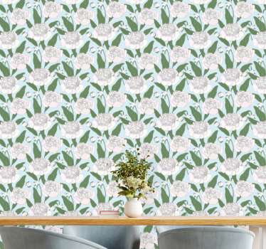 Papel tapiz flores delicado patrón blanco - TenVinilo
