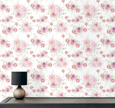 Papel tapiz flores delicado patrón floral - TenVinilo