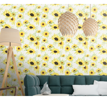 Papel tapiz flores delicia de girasol - TenVinilo