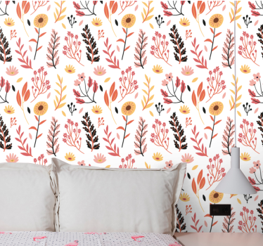 Papel tapiz flores diseño botánico floral - TenVinilo