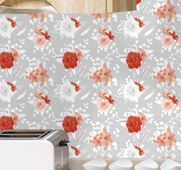 Papel tapiz flores diseño de arreglos florales - TenVinilo