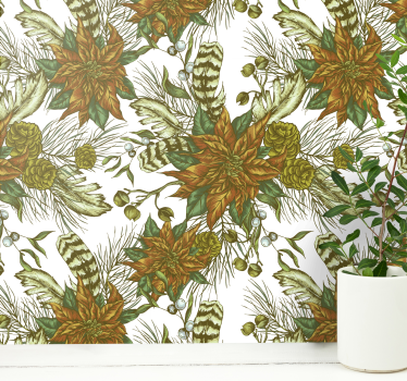 Papel tapiz flores elegancia natural invernal - TenVinilo