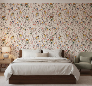 Papel tapiz flores diseño floral naturalista - TenVinilo