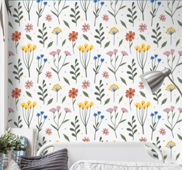 Papel tapiz flores diseño floral vibrante - TenVinilo
