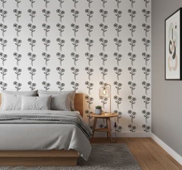 Papel tapiz flores diseño minimalista de rosas - TenVinilo