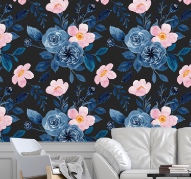 Papel tapiz flores elegancia floral botánica - TenVinilo
