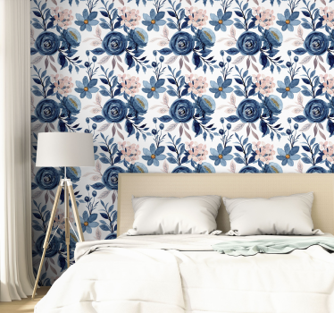 Papel tapiz flores elegancia floral en el dormitorio - TenVinilo