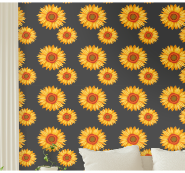 Papel tapiz flores elegancia girasol - TenVinilo