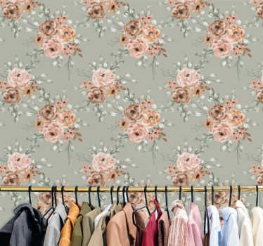 Papel tapiz flores elegantes rosas florecientes - TenVinilo