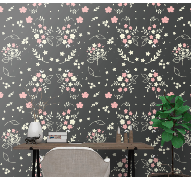 Papel tapiz flores encanto botánico floral - TenVinilo