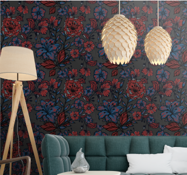 Papel tapiz flores escena floral floreciente - TenVinilo