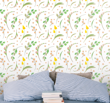 Papel tapiz flores esencia floral - TenVinilo