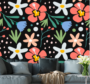 Papel tapiz flores espectáculo floral de floración - TenVinilo