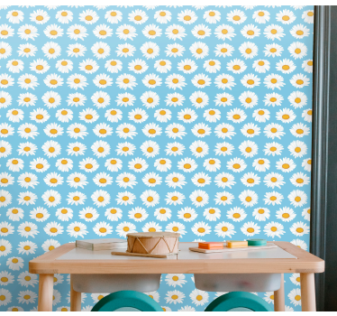 Papel tapiz flores estampado de margaritas - TenVinilo
