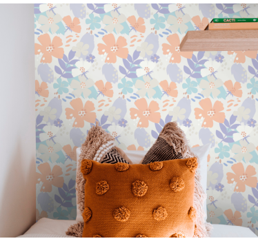 Papel tapiz flores estampado de pétalos florales - TenVinilo
