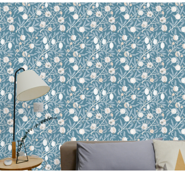 Papel tapiz flores estampado floral - TenVinilo