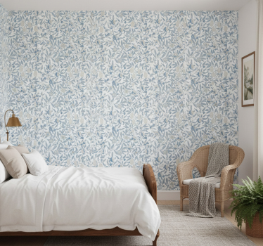 Papel tapiz flores estilo victoriano azul - TenVinilo