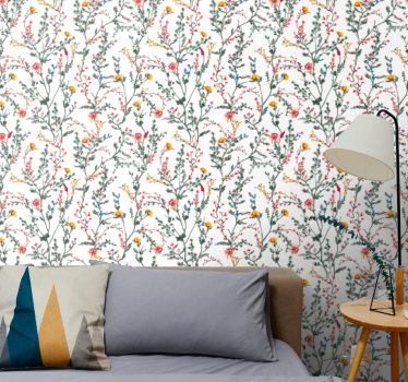 Papel tapiz flores extensión botánica floral - TenVinilo