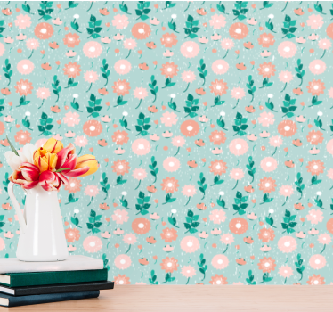 Papel tapiz flores estampado de primavera suave - TenVinilo