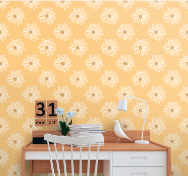 Papel tapiz flores flor amarilla floral - TenVinilo
