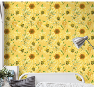 Papel tapiz flores flor de girasol - TenVinilo