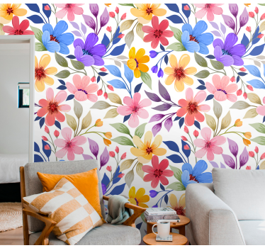 Papel tapiz flores flor floral - TenVinilo