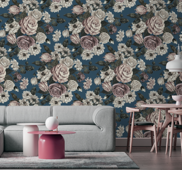 Papel tapiz flores flores elegantes - TenVinilo